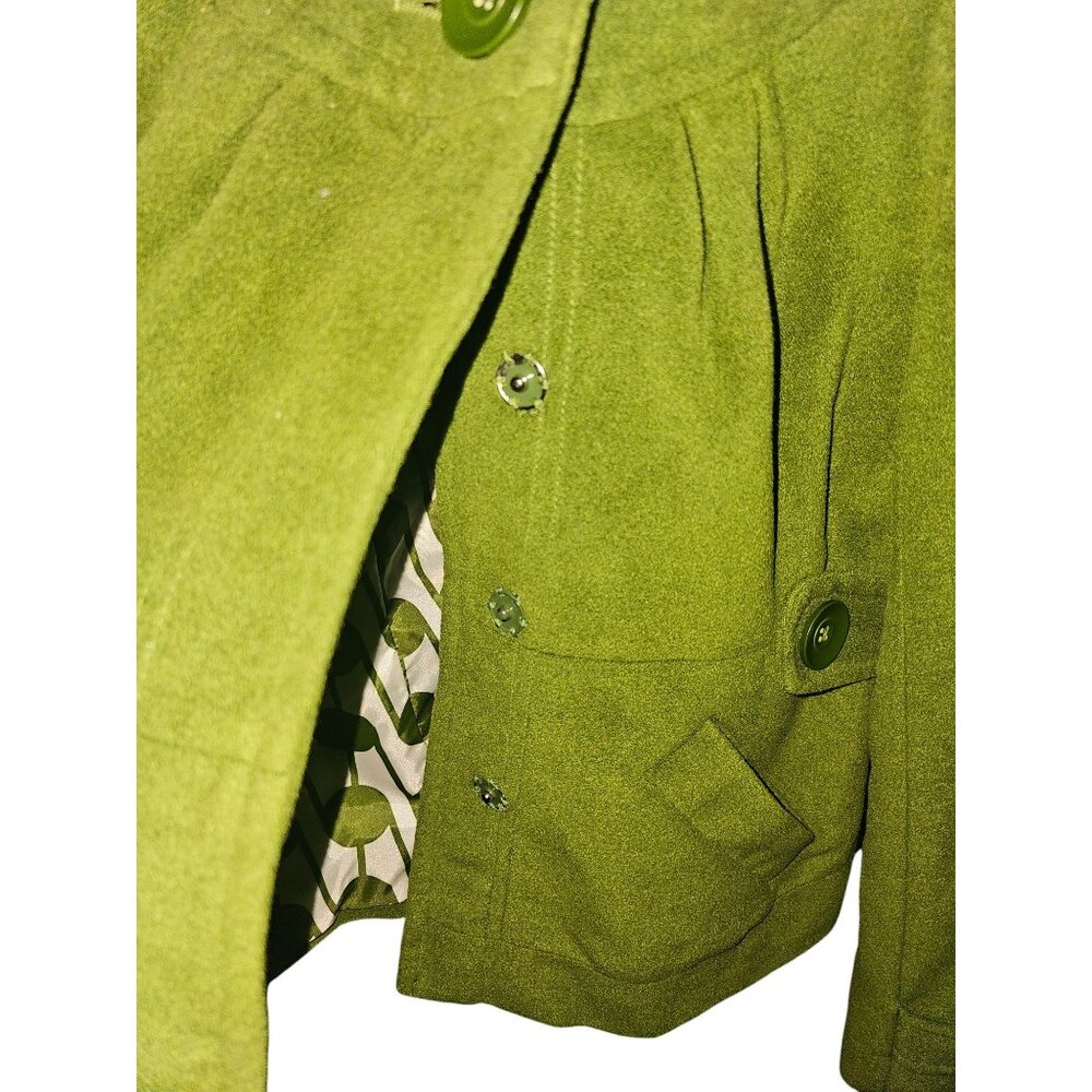 Anthropologie Tulle Green Hooded Coat Womens M - Picture 7 of 14